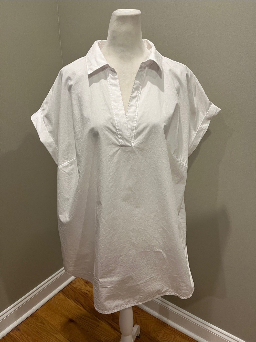 Talbots White POPLIN SPLIT NECK SHIRT